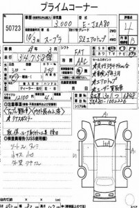 1998 Toyota Supra SZ AEROTOP auction sheet