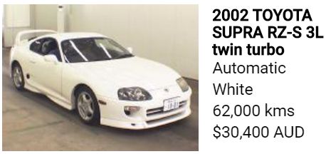 2002 TOYOTA Supra twin turbo 6 speed white automatic