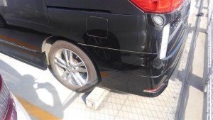 2011 Nissan Elgrand Highway Star Premium 350 4WD black left rear bumper