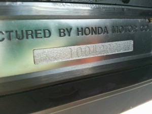 1992 Honda NSX coupe build plate
