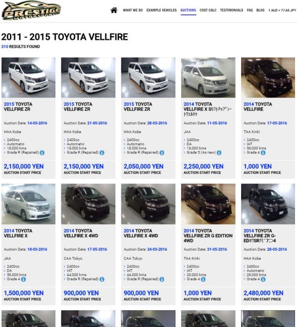 Toyota Vellfire Hybrid Auction Examples 600