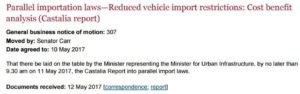 Request for Castalia Report by Senator Carr