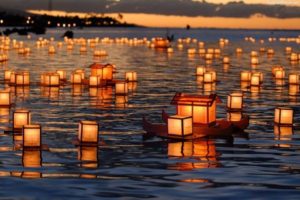 Obon 2019 auction dates candles on water