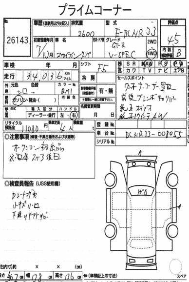 1995 Nissan Skyline R33 GTR VSpec Auction report 2