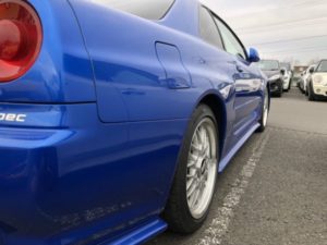1999 Nissan Skyline R34 GTR VSpec Bayside Blue right rear quarter