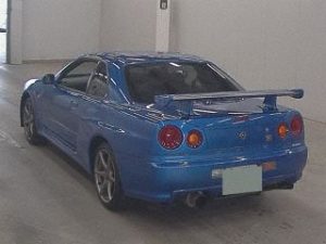 1999 Nissan Skyline R34 GTR VSpec blue auction rear