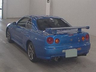 1999 Nissan Skyline R34 GTR VSpec blue auction rear