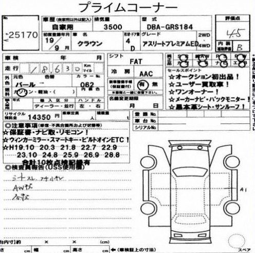 2007 Toyota Crown Athlete Premium Edition sedan auction report