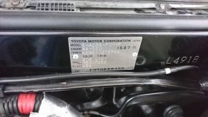 1986 Toyota Sprinter BLACK LTD build plate