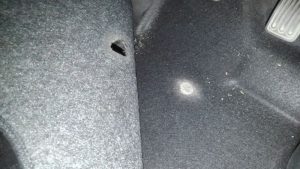 2014 Nissan Leaf X 24kW hole in carpet