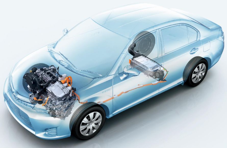 Toyota Corolla Axio hybrid drivetrain layout drawing