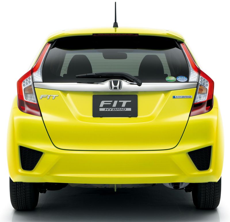 Honda Fit hybrid yellow rear