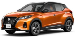 Kicks hybrid e-Power orange black roof front