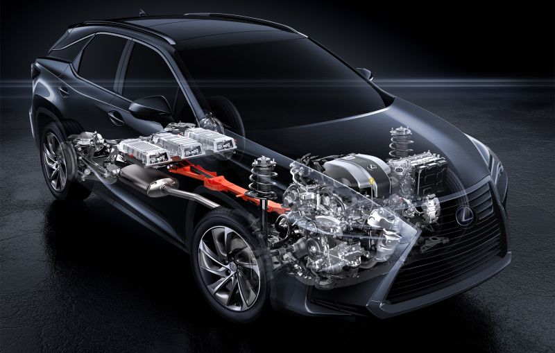 Lexus RX 450h hybrid powertrain cutaway