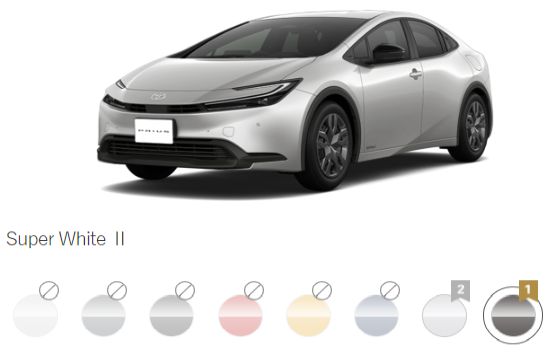 2023 Toyota Prius hybrid X colours