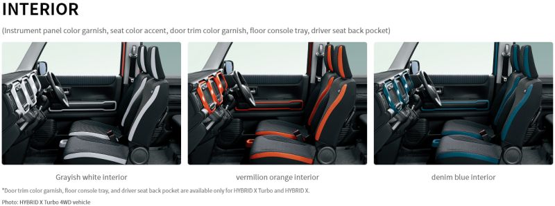 Suzuki Hustler hybrid interior colours