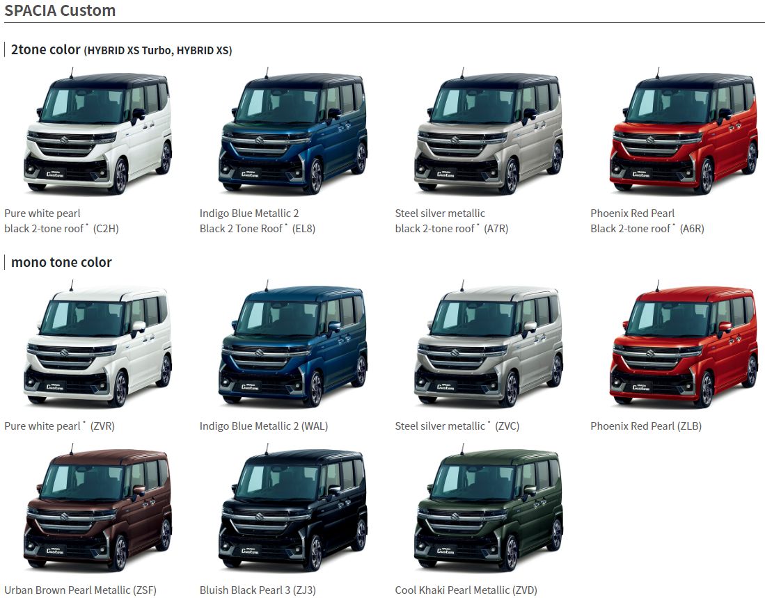 Suzuki Spacia Custom import colour options