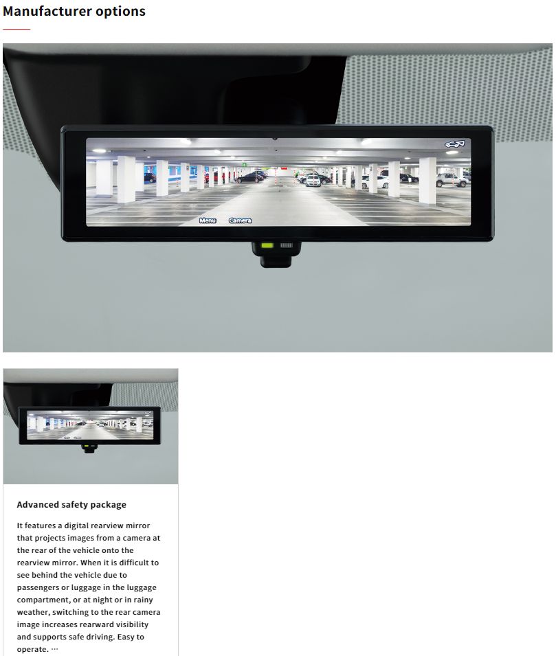 2024 EK X digital rear view mirror