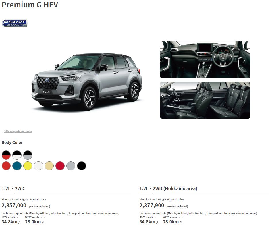 Daihatsu Rocky hybrid Premium G HEV new price