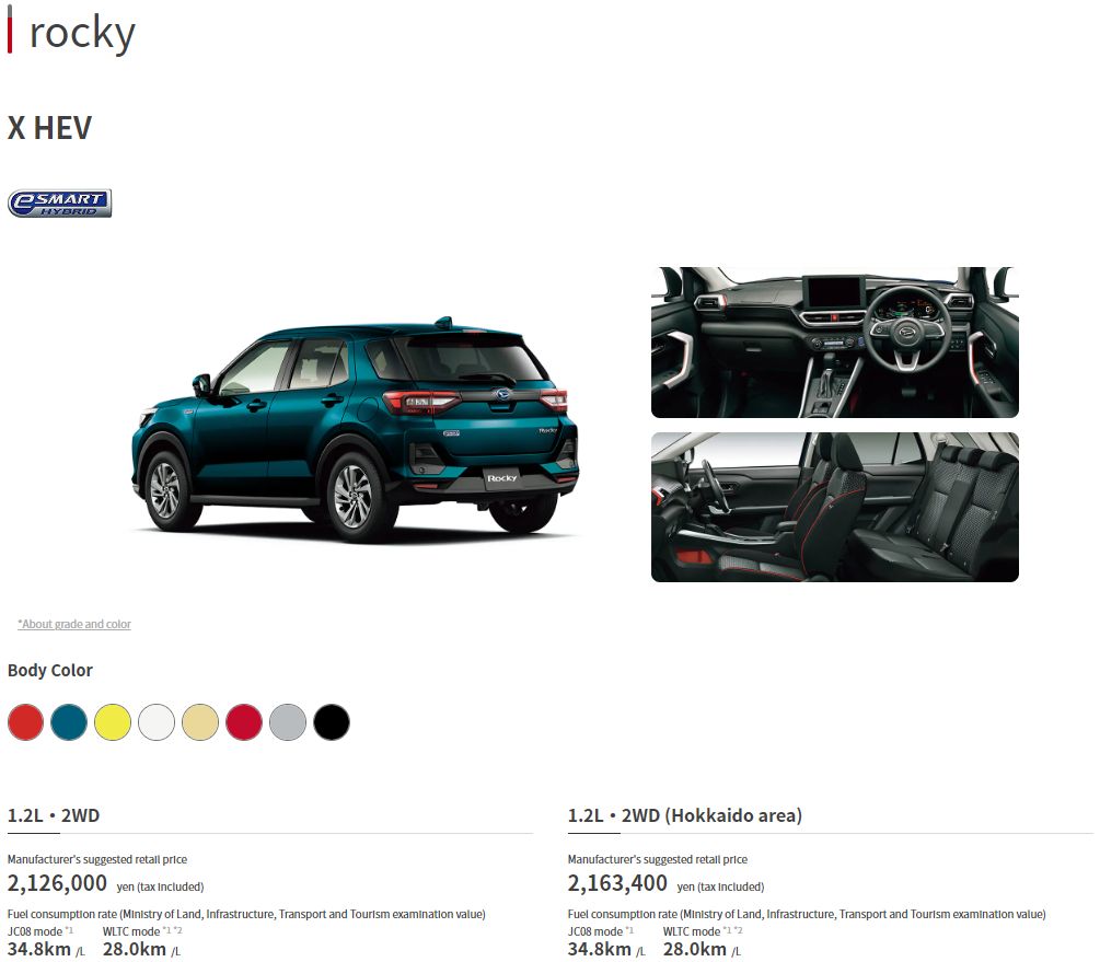 Daihatsu Rocky hybrid X HEV new price