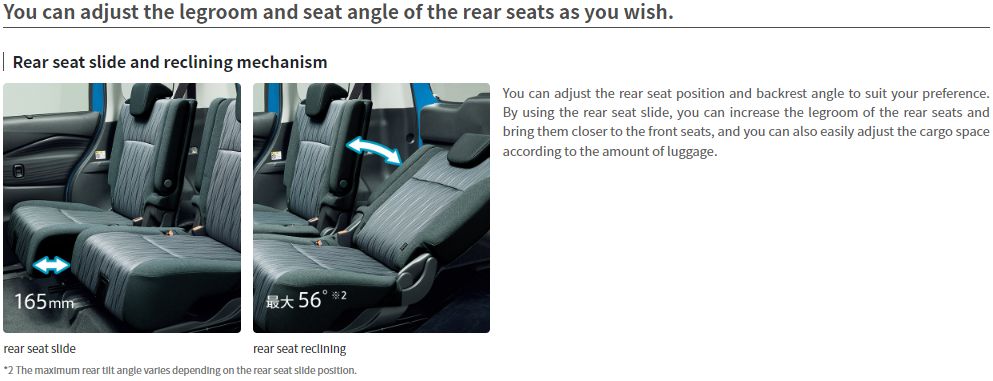 Solio hybrid seat adjustment