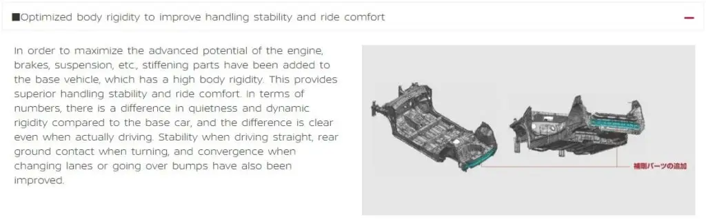 More rigid body for handling and comfort